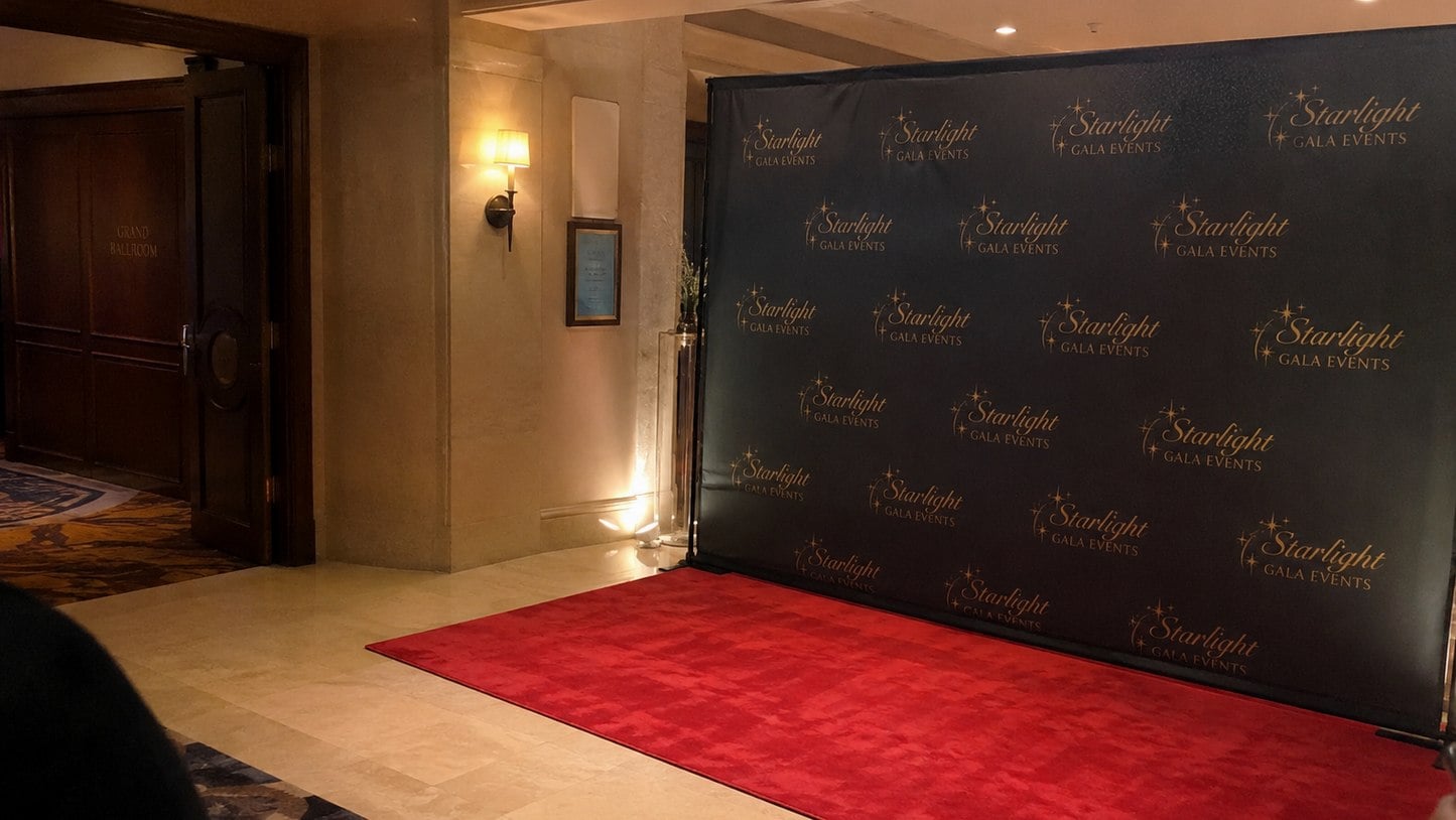Custom printed step and repeat banners with logo