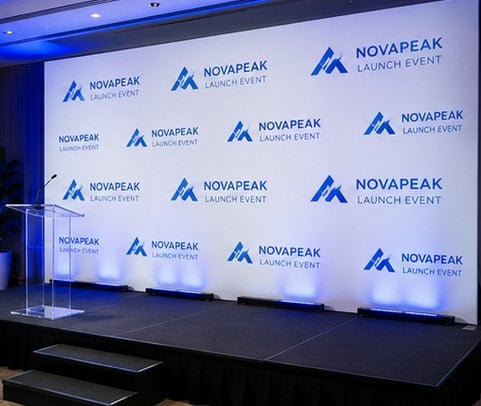 Customized step and repeat banners for corporate product launches