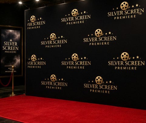 Customized step and repeat banners for movie premieres
