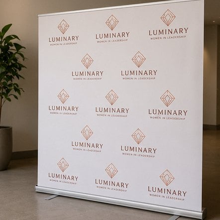 Retractable Step and Repeat Backdrop with custom branding